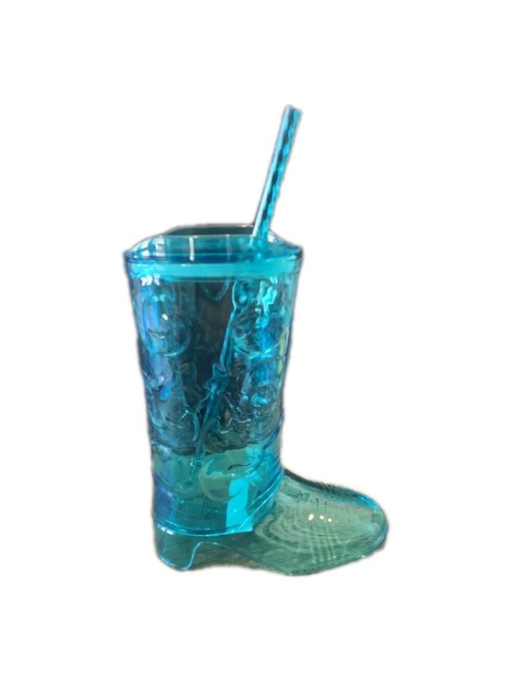 New Blue Cowboy Boot Tumbler Cup w/ Straw Western Water Bottle Drink Cup - Picture 4 of 5